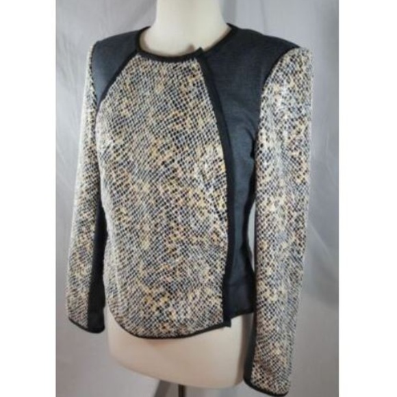 Rachel Roy Snakeskin Moto Jacket sz 4 Black - Picture 3 of 6